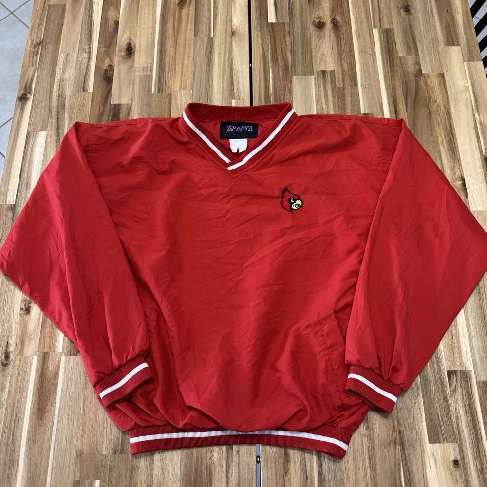 Vintage Louisville Cardinals Windbreaker Mens L Red Pullover Lightweight College